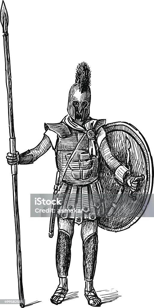 ancient Greek warrior Vector drawing of the ancient Spartan warrior. Greek Mythology stock vector