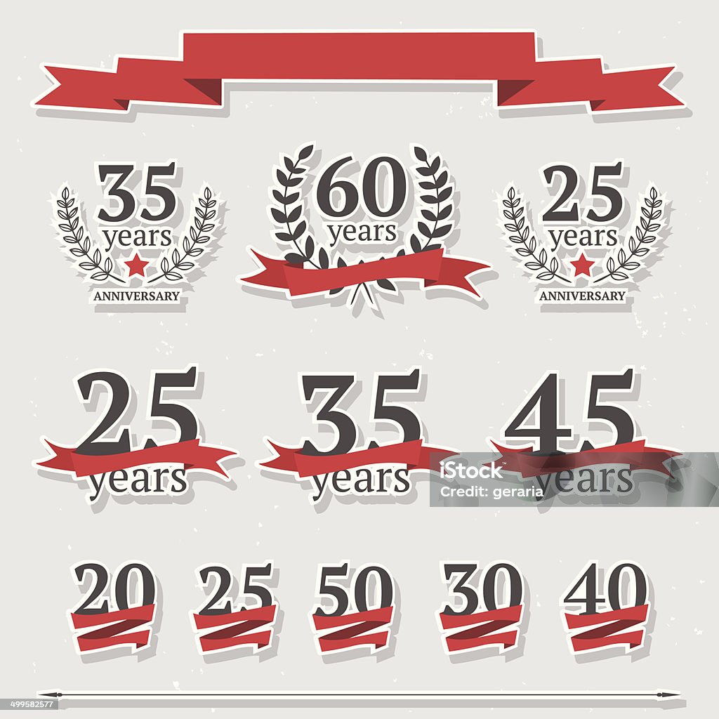 Vector set of anniversary signs eps10 ullustration 45-49 Years stock vector
