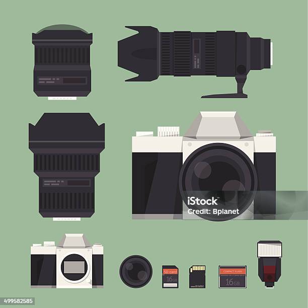 Camera And Lens Stock Illustration - Download Image Now - Art, Art And Craft, Border - Frame