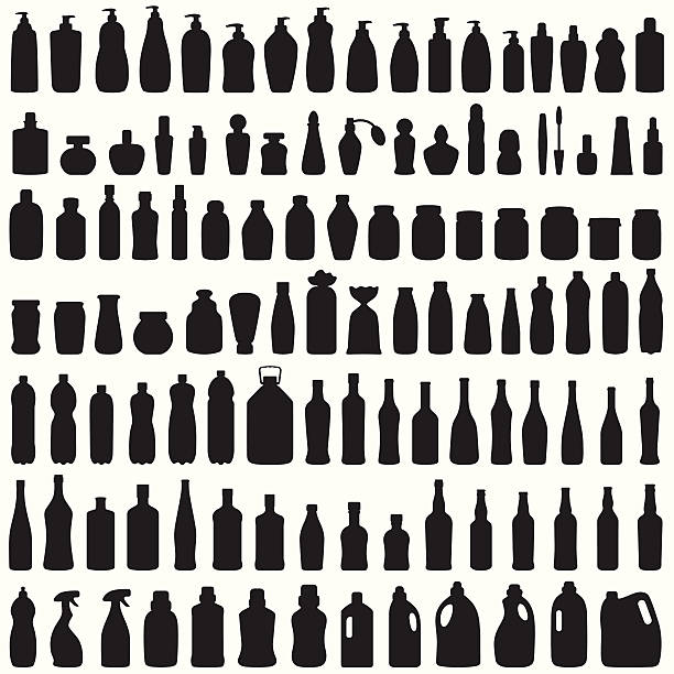 ilustrações de stock, clip art, desenhos animados e ícones de ícone de garrafa - white black plastic packaging