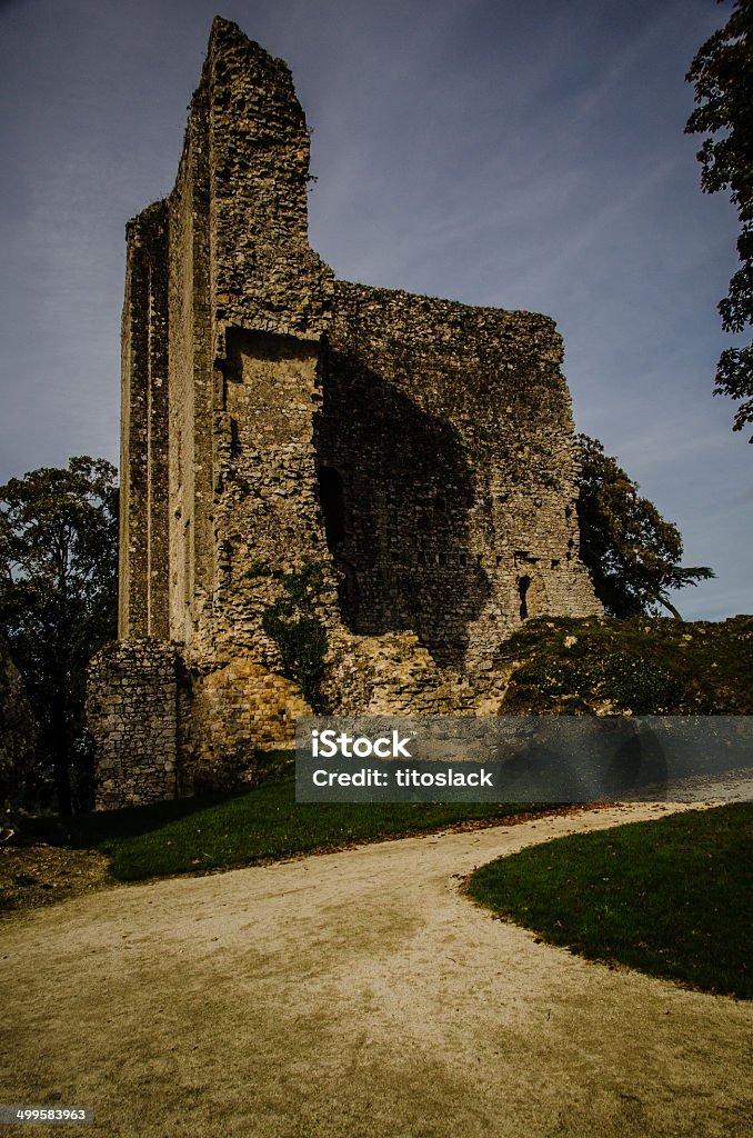 Domfront, United Kingdom Ruined keep at Domfront, commune in the Orne department, Lower Normandy region, in north-western France Ancient Stock Photo