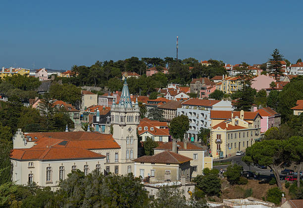 Panorama of the city of Sintra, Portugal stock photo