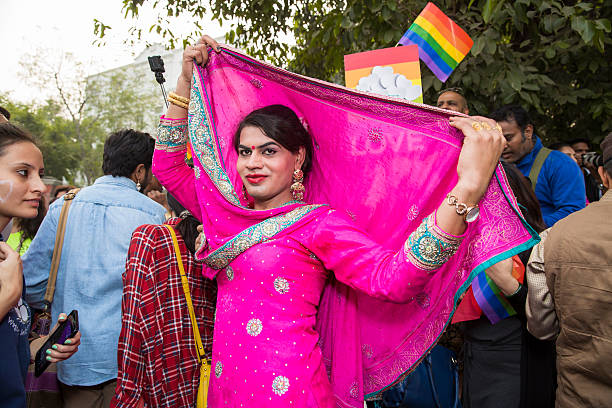 Delhi Queer Pride -2015 New Delhi, India - November 29, 2015: Delhi Queer Pride -2015 indian couple kiss stock pictures, royalty-free photos & images