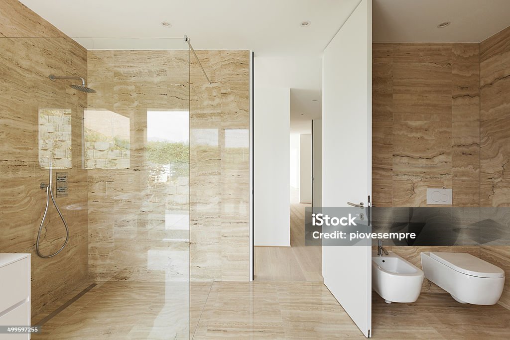 modern bathroom nice modern bathroom, marble  walls Shower Stock Photo