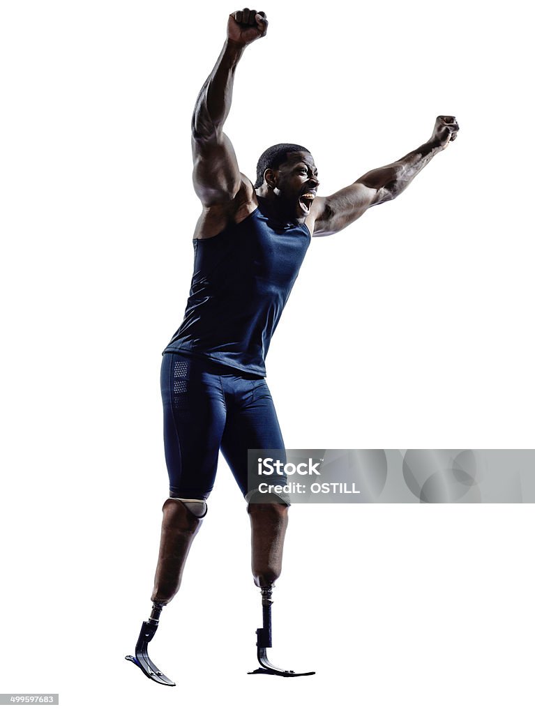 Behinderte Mann Sprinter Läufer Beine prosthesis silhouette - Lizenzfrei Athlet Stock-Foto