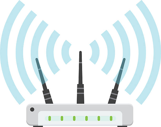 wi-fi маршрутизатор векторное изображение - router wireless technology modem equipment stock illustrations