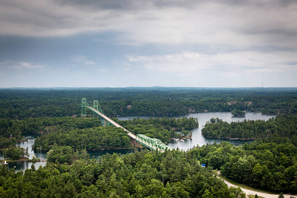istock Suspension bridge across a river, Thousand Islands Bridge, Saint 499602321
