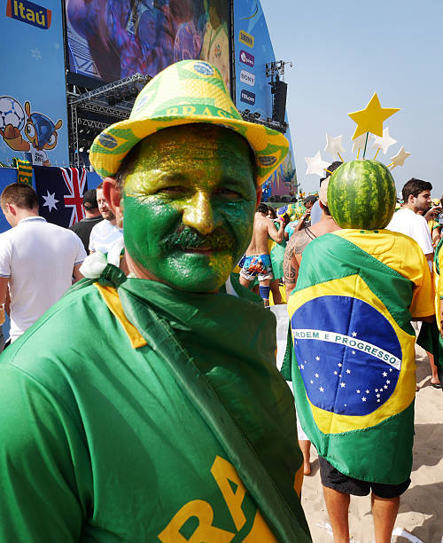 fan di calcio brasiliano - fifa world cup foto e immagini stock