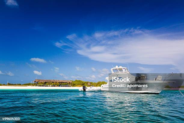 Yacht Di Lusso Ancorata In Unisola Tropicale Turchese Spiaggia - Fotografie stock e altre immagini di Acqua