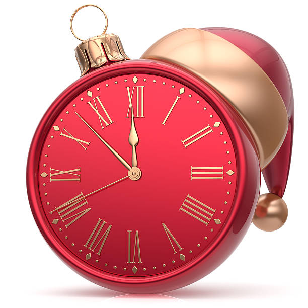 istock New Year's Eve clock bauble Santa hat Christmas ball time 499604816