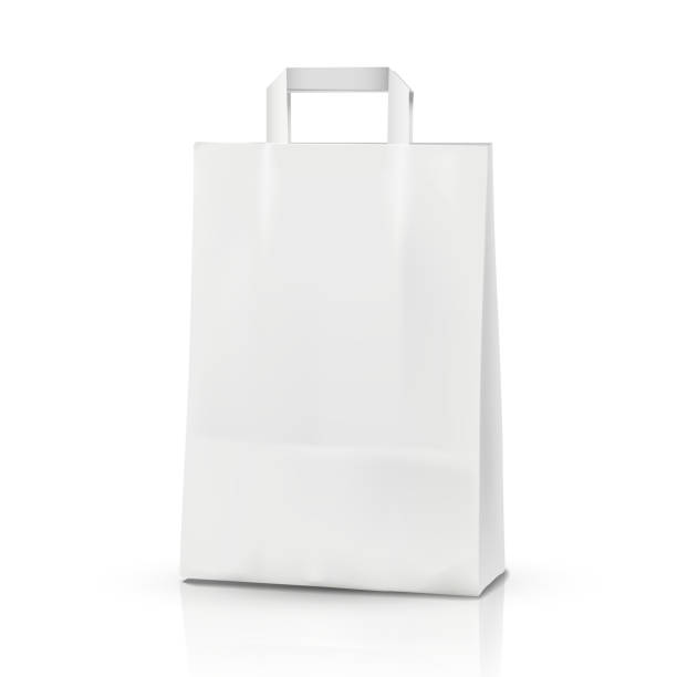 3 d 벡터 맹검액 형판, 3d 장보기를 매직기 - shopping bag white isolated blank stock illustrations