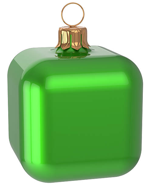 istock Christmas ball cube geometric unusual green decoration block 499605196