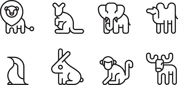 Vector illustration of Animal Icon Set Rounded Vector