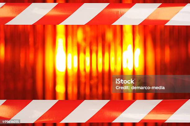 Beacon Light With Barrier Tape Stock Photo - Download Image Now - Amber Light, At The Edge Of, Barricade Tape