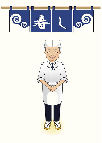 Sushi Chef vector art illustration