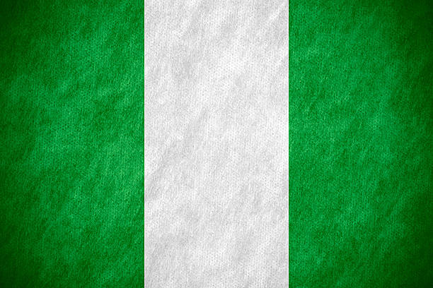 flag of Nigeria or Nigerian banner on canvas texture