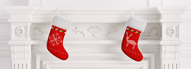 istock Two red christmas stockings 3d rendering 499619746