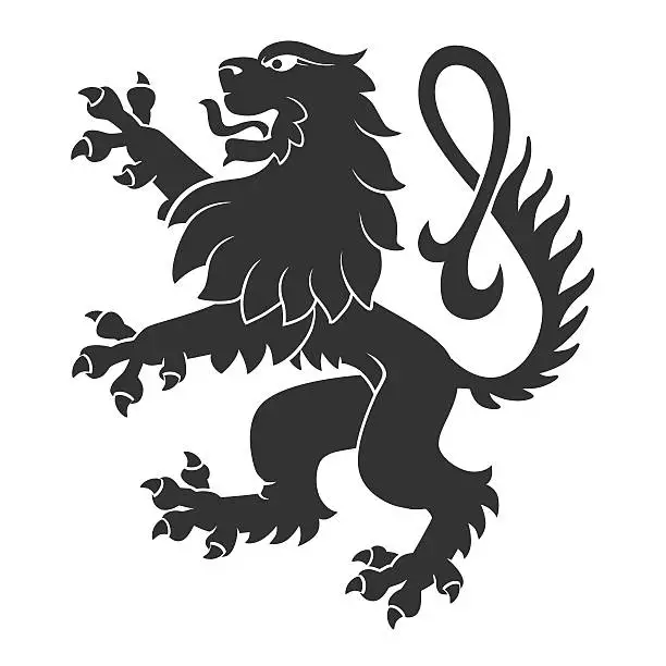 Vector illustration of Black Standing Lion