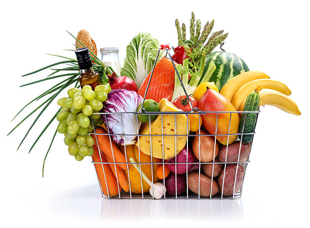 Many foods in market basket