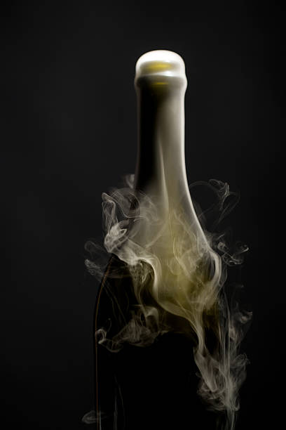 Flasche Champagner mit Rauch – Foto