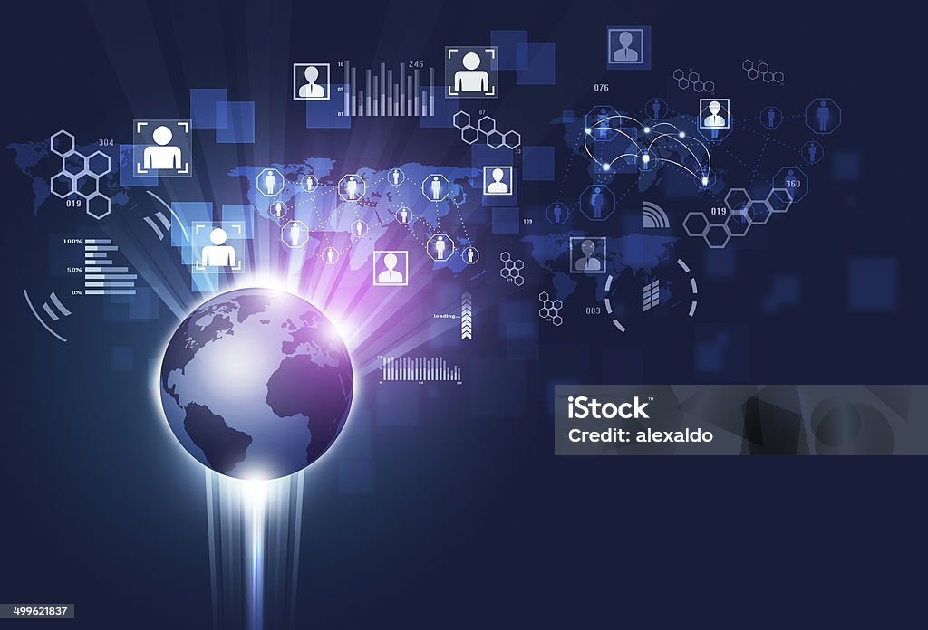 Blue global communications background social and business global communications concept backraound Activity stock illustration