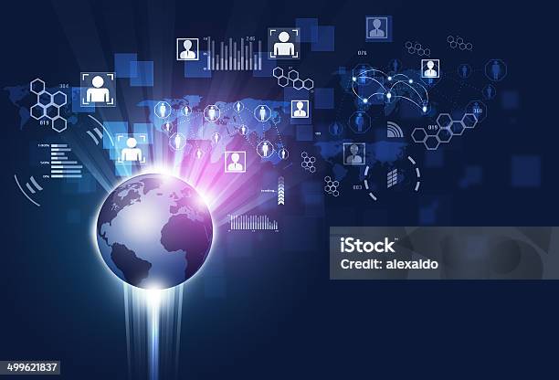 Blue Global Communications Background Stock Illustration - Download Image Now - Activity, Arts Culture and Entertainment, Business