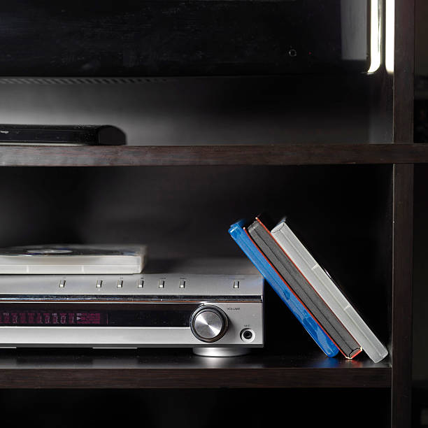 Silver music system on a white isolated background.