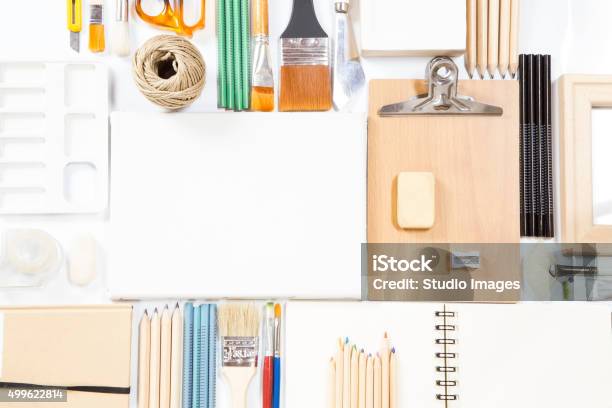 Stationery And Painting Equipment Stock Photo - Download Image Now - Art, Work Tool, 2015