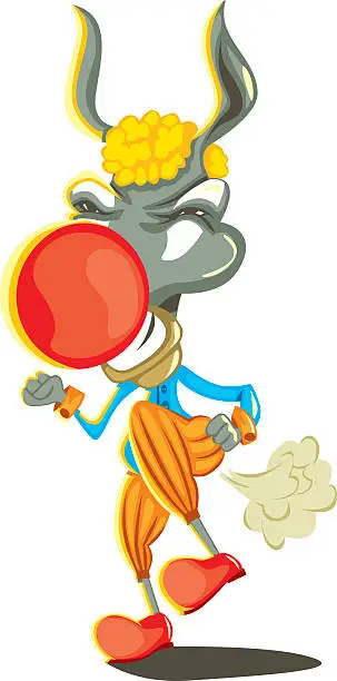 Vector illustration of Jackass Clown Donkey Farting