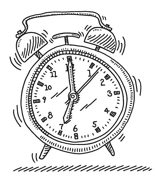 Vector illustration of Ringing Alarm Clock Drawing
