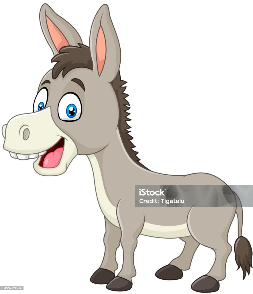 Cartoon Happy Donkey Isolated On White Background Stock Illustration -  Download Image Now - Donkey, Cartoon, Ignorance - iStock