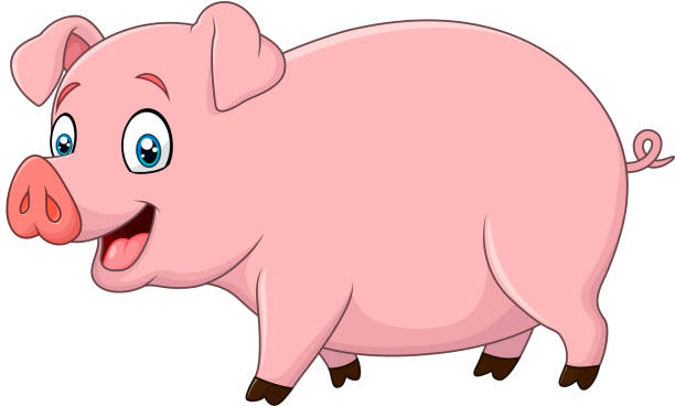Cartoon Happy Pig Isolated On White Background Stock Illustration -  Download Image Now - Pig, Pork, Cartoon - iStock