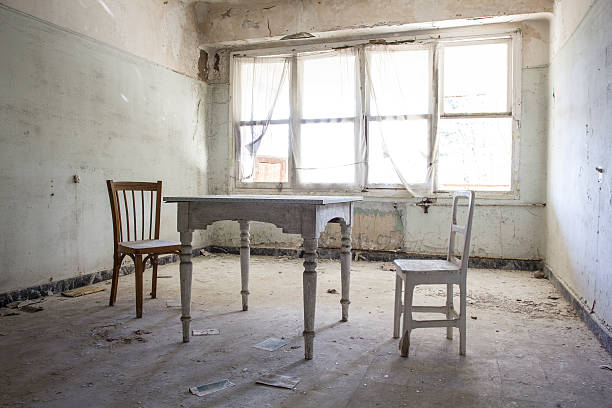 abandoned furniture in luminous room abandoned furniture in luminous room abandoned place stock pictures, royalty-free photos & images