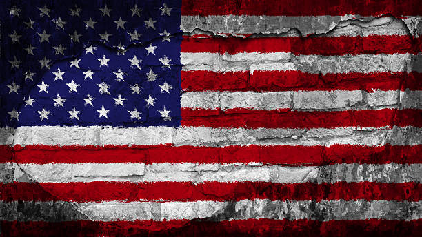 Flag of the United States of America painted on wall stock photo