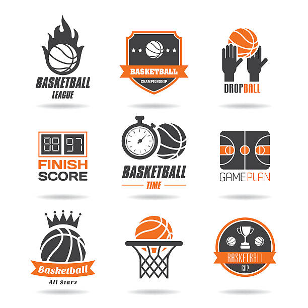 Basketball icon set vector art illustration