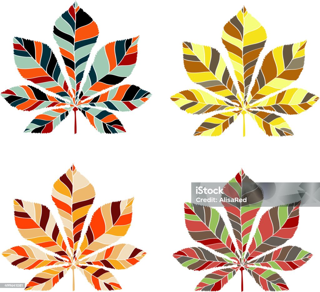 Leaf chestnut collection set - vector silhouette Leaf chestnut collection set - vector EPS silhouette Abstract stock vector