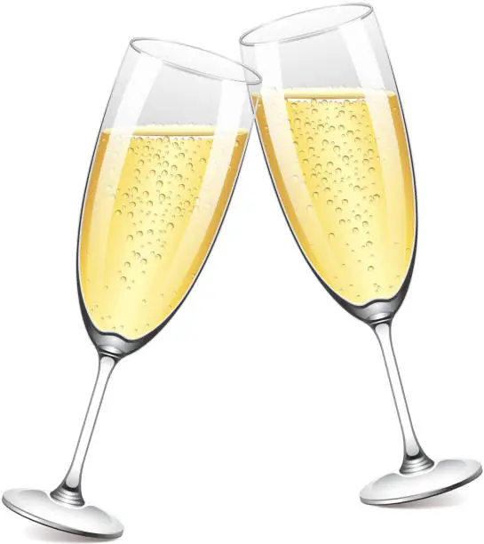 Vector illustration of Two champagne glasses vector illustration