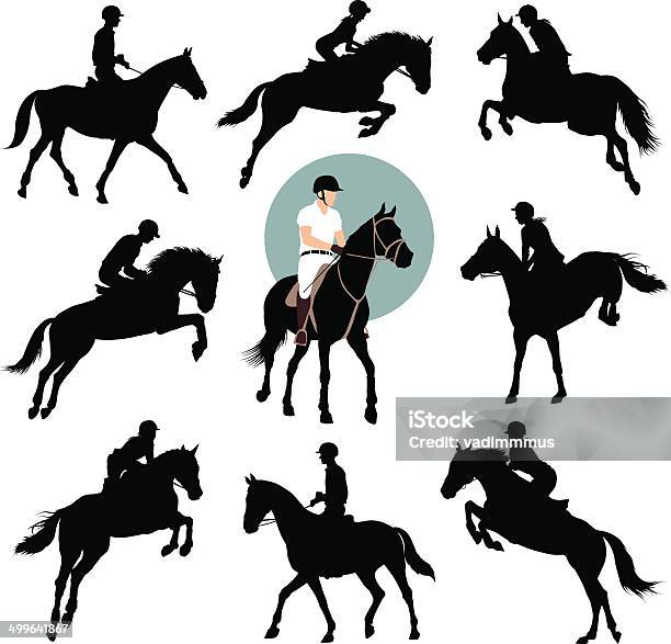 Equestrian Sports Stock Illustration - Download Image Now - Horse, Horseback Riding, Jumping