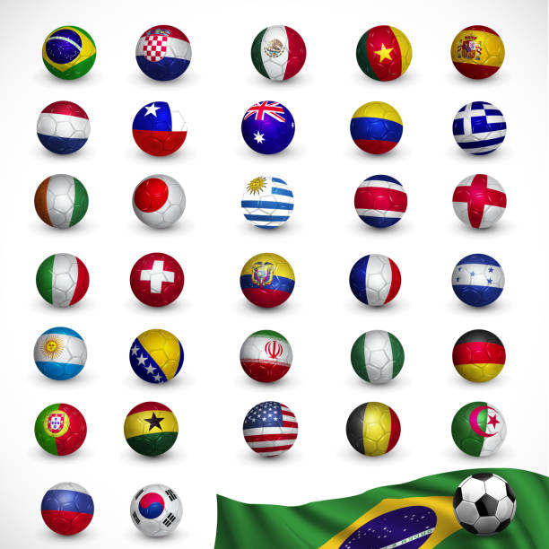 fußball (fußball) mit flagge - soccer soccer ball symbol algeria stock-grafiken, -clipart, -cartoons und -symbole