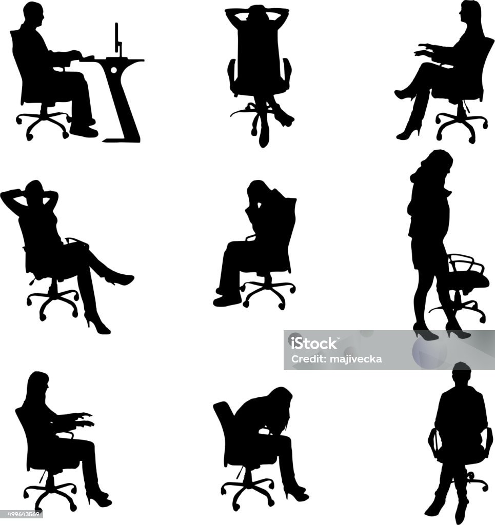 Vector silhouettes of people. Vector silhouette of people sitting on a chair. People stock vector