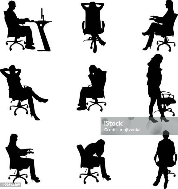Vector Silhouettes Of People Stock Illustration - Download Image Now - People, Profile View, Chair