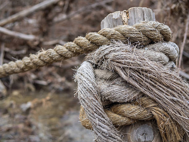 Rope tied to a dock stock photo
