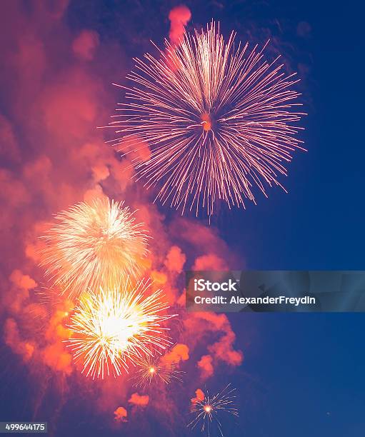 Evening Fireworks In Honor Of A Holiday The Victory Day Stock Photo - Download Image Now