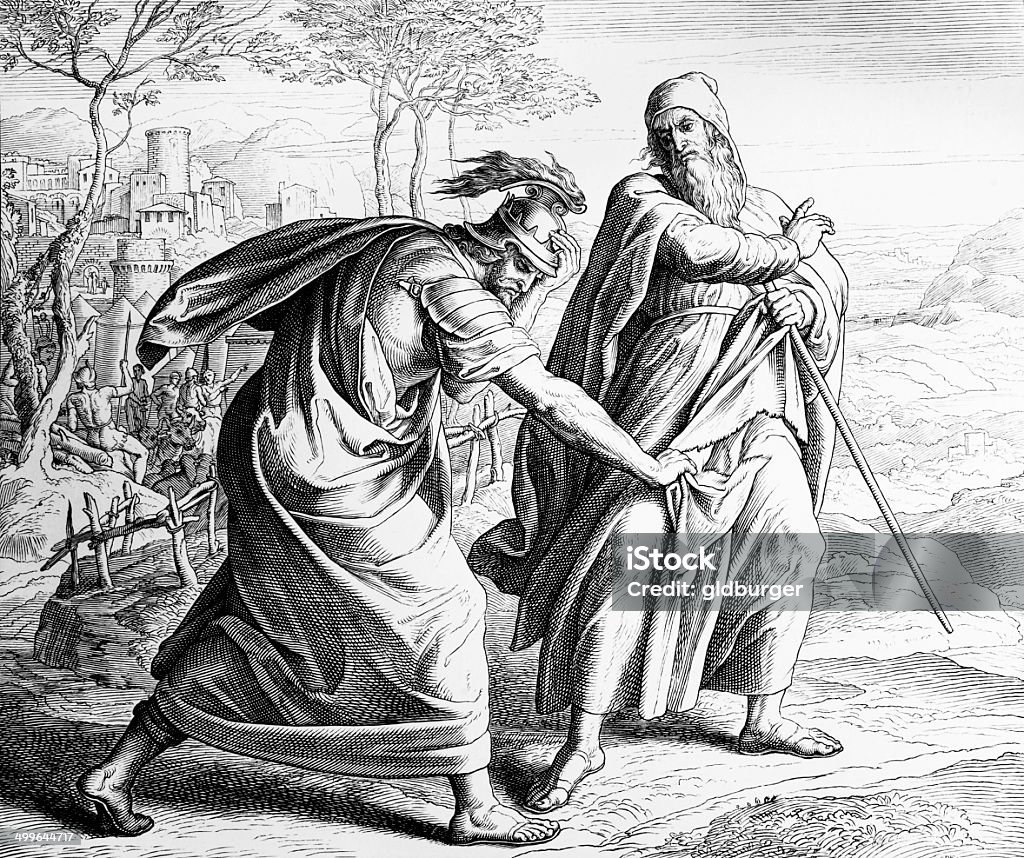Deus rejeita Saul - Ilustração de 1860 royalty-free