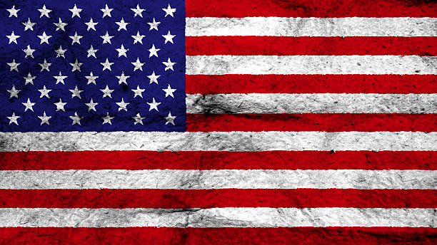 USA flag painted on wool texture. stock photo