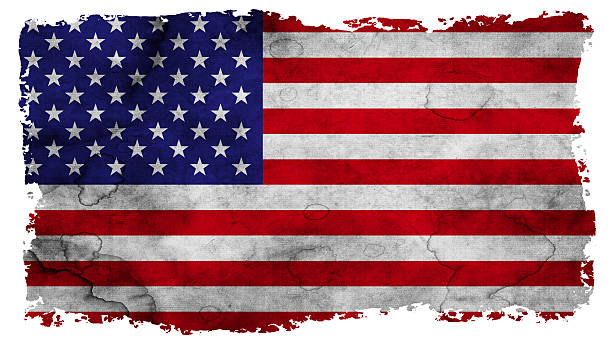 USA flag painted on paper texture stock photo
