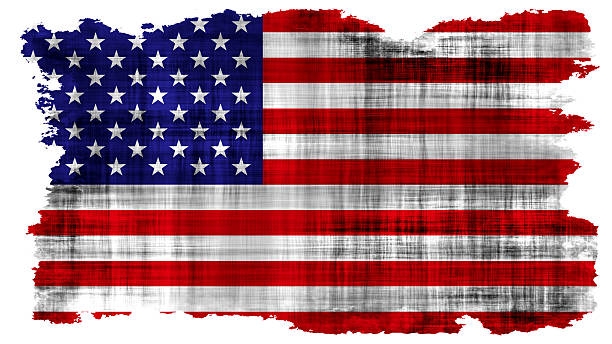 USA flag painted on paper texture stock photo