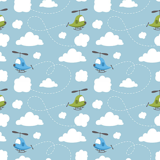 illustrations, cliparts, dessins animés et icônes de bébé motif sans couture. - love transportation cloud cloudscape