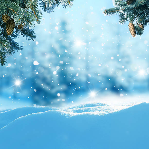 istock Christmas winter background with snow and blurred bokeh 499650996