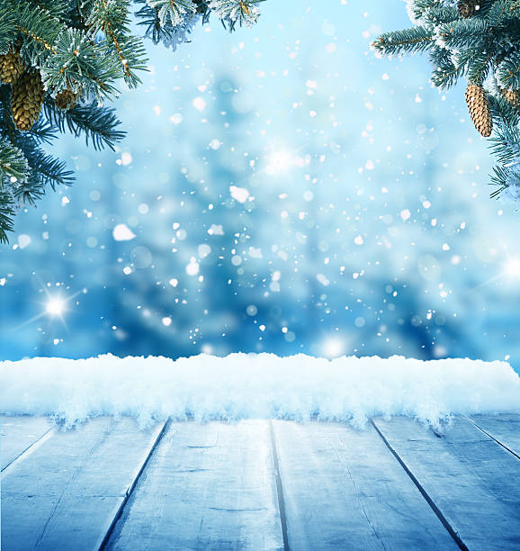 istock Christmas winter background with snow and blurred bokeh 499651074
